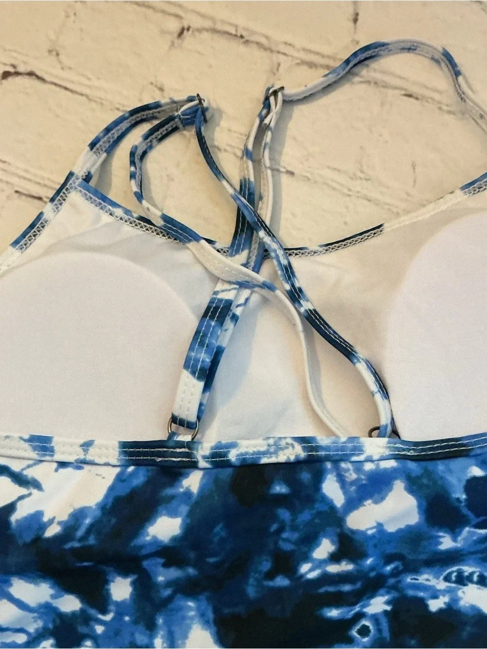 ✨Zestonie Girls 2-Piece Swimsuits Tankini Navy Tie-Dye NWOT 13-14age